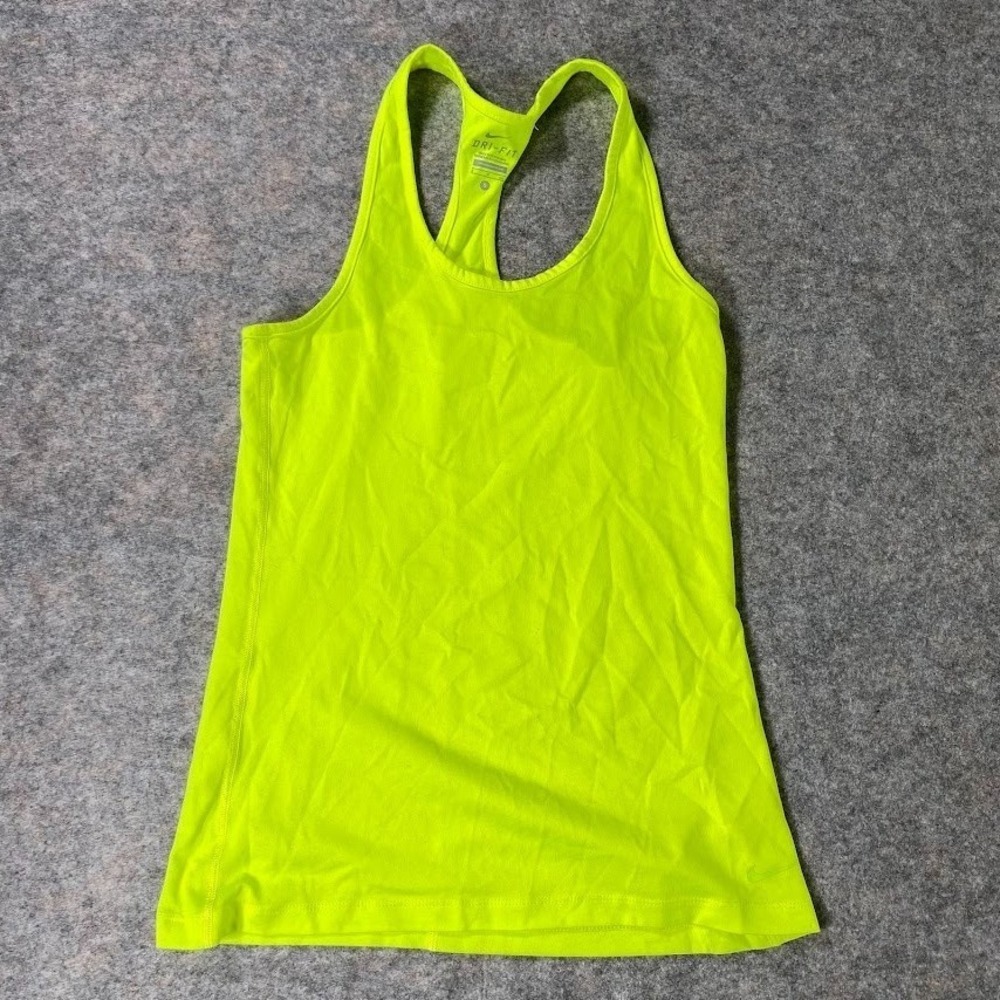 Nike Tank Top Womens S Yellow Dri Fit Racerback Running Workout Train 648567-702